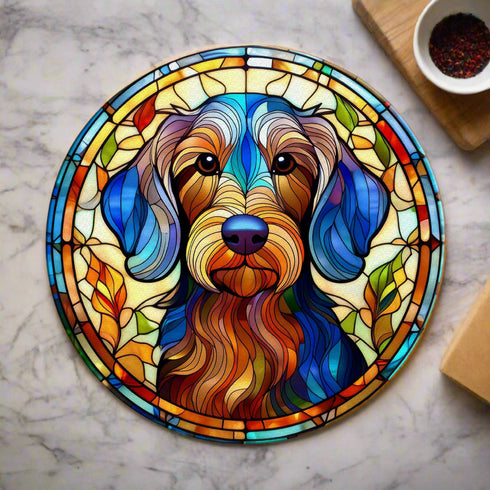 Dachshund Wirehaired Glass Suncatcher Worktop Saver